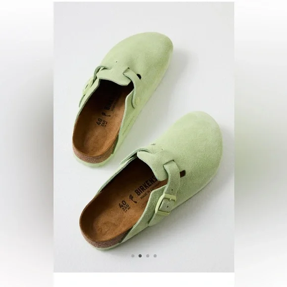 Faded Lime Birkenstock Boston Soft Footbed Clogs - Picture 2 of 8